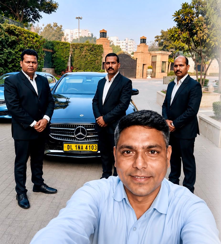 Professional taxi driver at Del Cab Services in Delhi